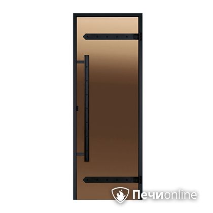 Дверь для бани Harvia Стеклянная дверь для сауны LEGEND 7/19 черная коробка сосна бронза  D71901МL в Новом Уренгое
